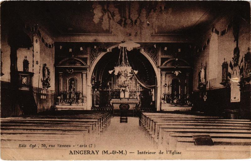 Carte postale ancienne Aingeray interieur de l'eglise à Aingeray