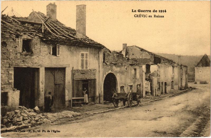 Carte postale ancienne Crevic en ruines