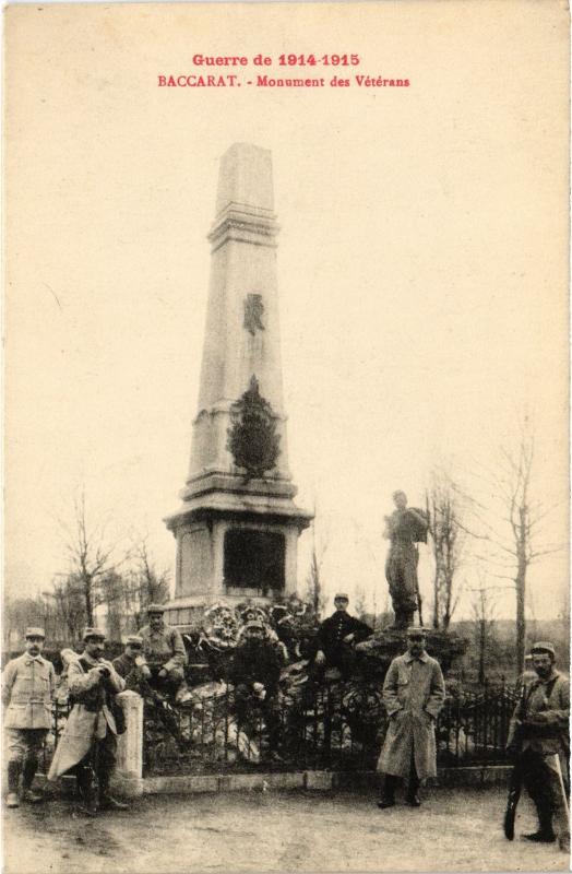 Carte postale ancienne Baccarat Monument des Veterans à Baccarat