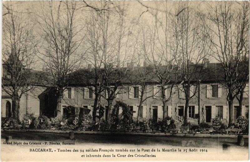 Carte postale ancienne Baccarat Tombes des 94 soldats Francais à Baccarat
