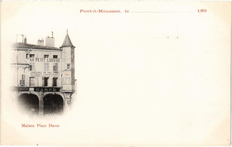 Carte postale ancienne Pont a Mousson Maison Place Duroc à Mousson