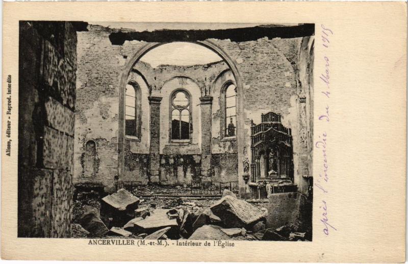 Carte postale ancienne Ancerviller interieur de l'eglise à Ancerviller