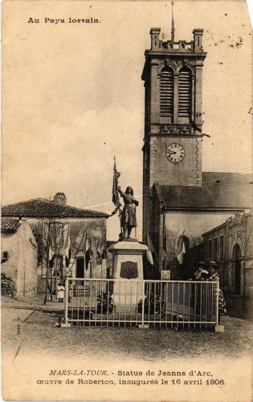 Carte postale ancienne Mars la Tour Statue de Jeanne d'Arc à Mars-la-Tour