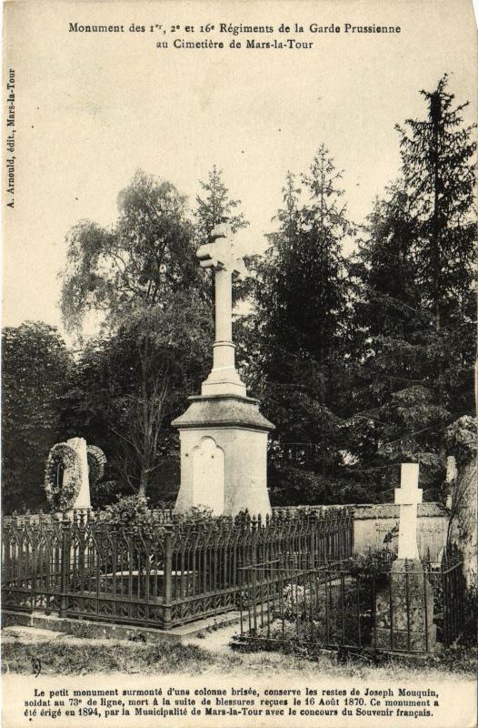 Carte postale ancienne Mars la Tour Monument de la Garde Prussienne à Mars-la-Tour