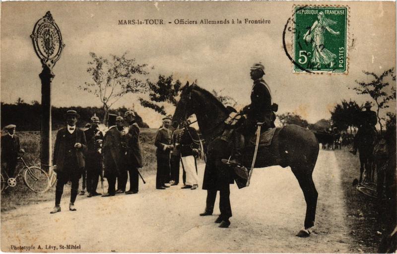 Carte postale ancienne Mars la Tour Officiers Allemands a la Frontiere à Mars-la-Tour