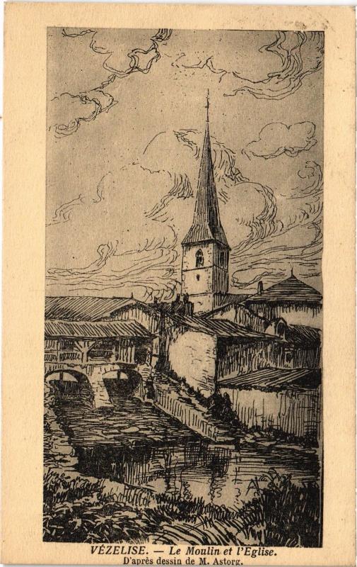 Carte postale ancienne Vezelise le Moulin et Eglise