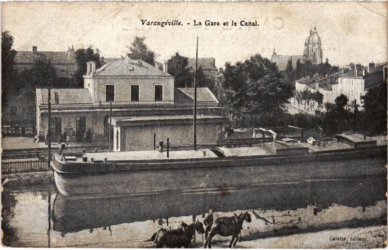 Carte postale ancienne Varangeville la gare et le Canal