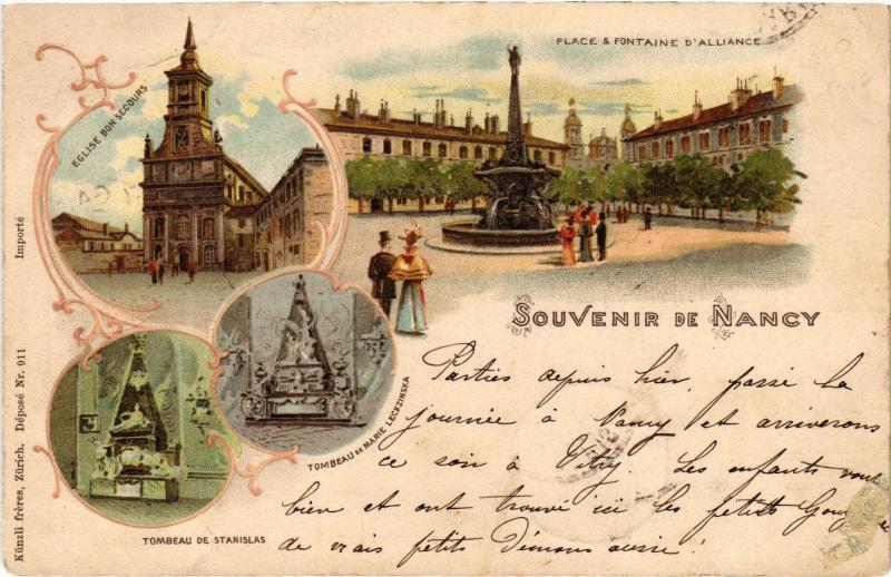 Carte postale ancienne Nancy souvenir à Nancy