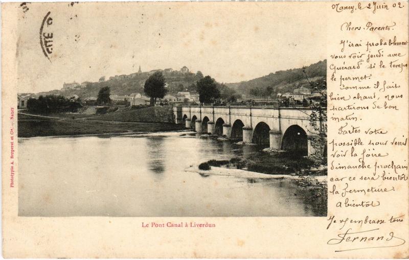 Carte postale ancienne Liverdun Pont Canal à Liverdun
