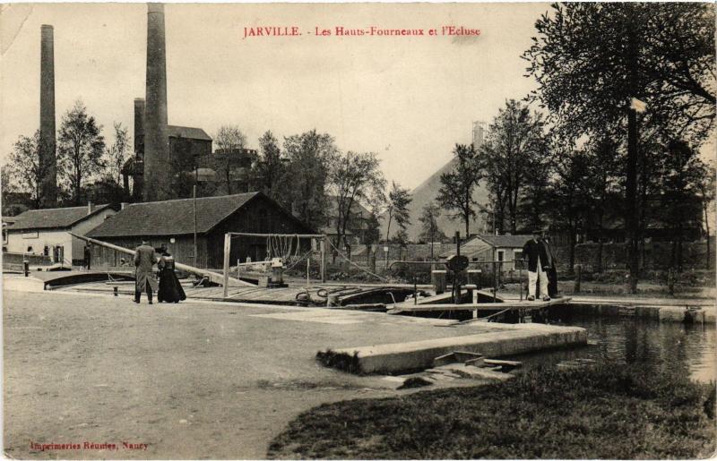 Carte postale ancienne Jarville Hauts Fourneaux et Ecluse