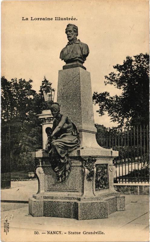 Carte postale ancienne Nancy Statue Grandville à Nancy