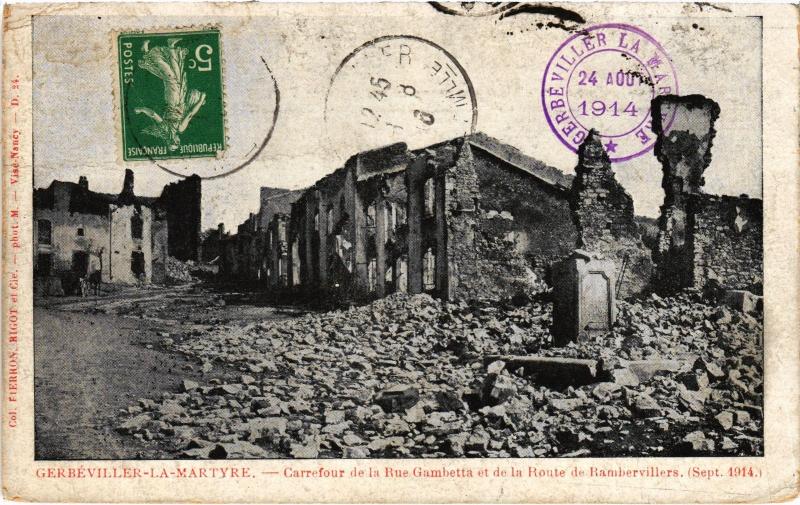 Carte postale ancienne Gerbeviller carrefour de la Rue Gambetta