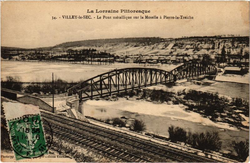 Carte postale ancienne Villey le Sec Pont metallique à Villey-le-Sec