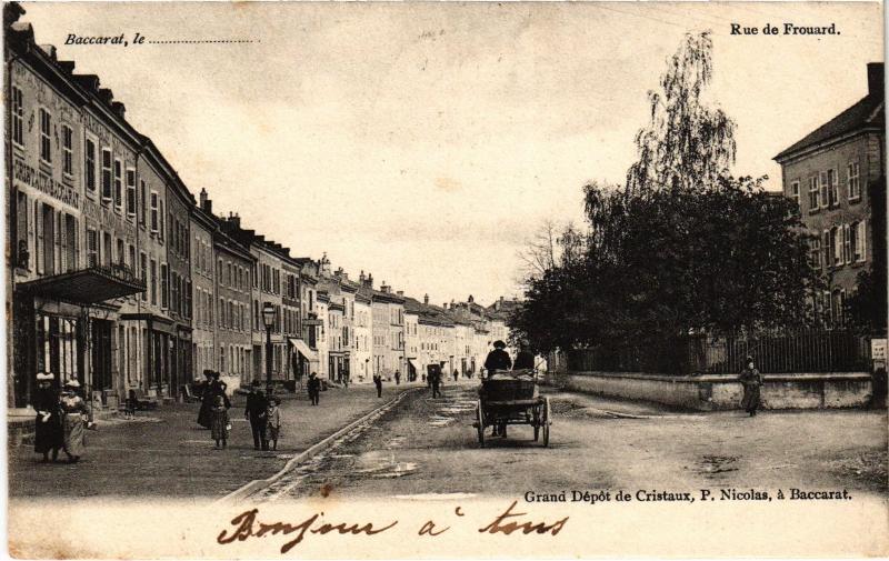 Carte postale ancienne Baccarat Rue de Frouard à Baccarat
