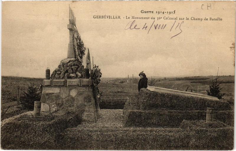 Carte postale ancienne Gerbeviller Monument du 36e Colonial