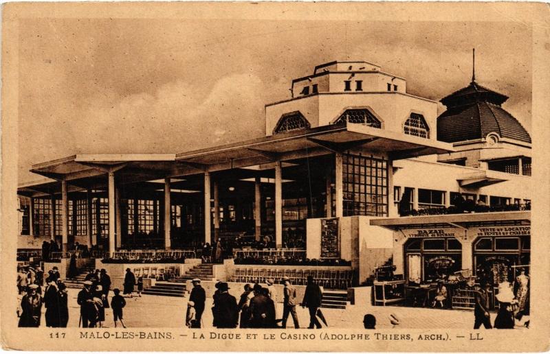 Carte postale ancienne Malo les Bains la Digue et le Casino