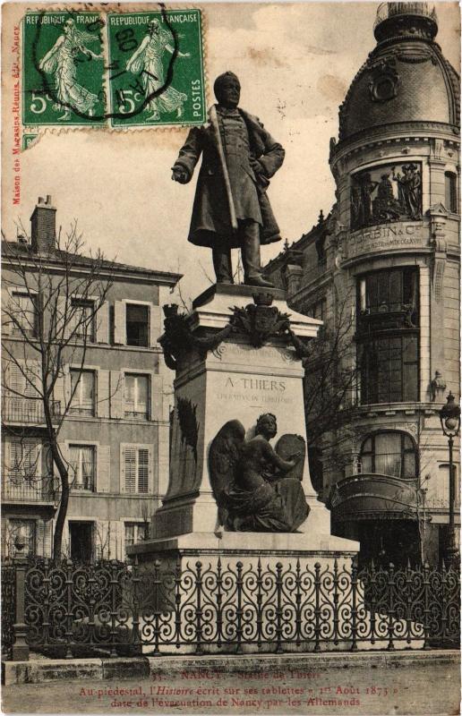 Carte postale ancienne Nancy Statue de Thiers à Nancy