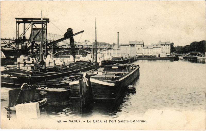 Carte postale ancienne Nancy le Canal et Port Sainte-Catherine à Nancy