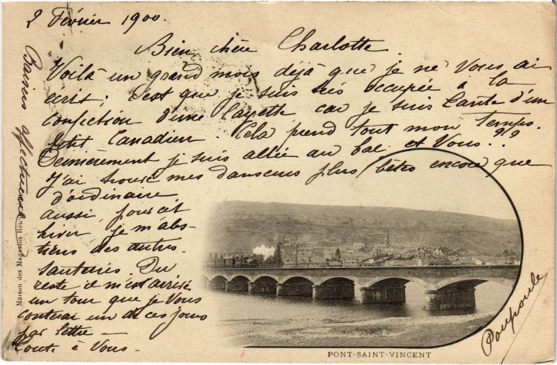 Carte postale ancienne Pont Saint-Vincent à Pont-Saint-Vincent
