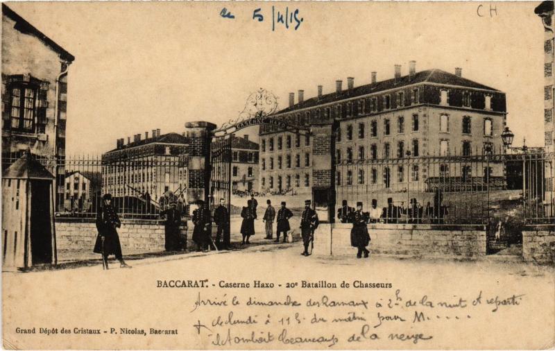Carte postale ancienne Baccarat Caserne Haxon à Baccarat