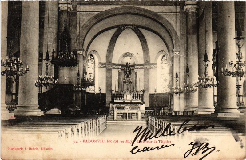 Carte postale ancienne Badonviller interieur de l'Eglise à Badonviller