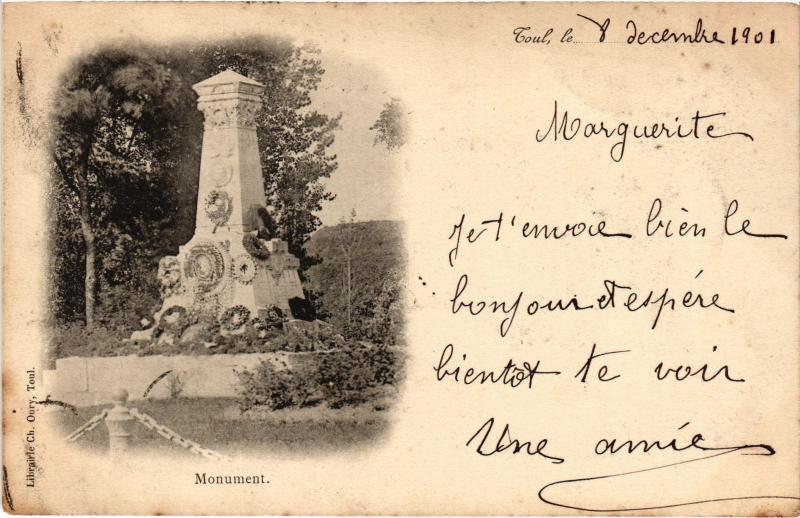 Carte postale ancienne Toul Monument