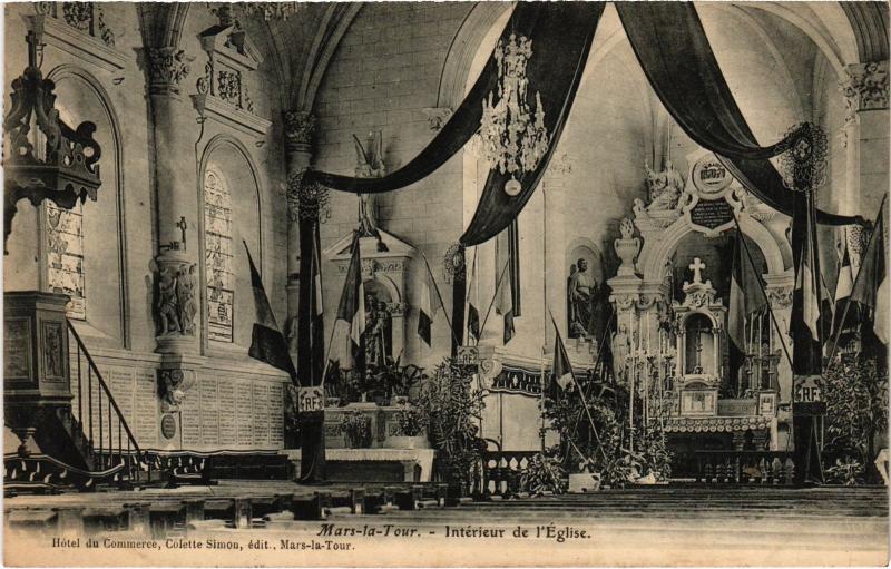Carte postale ancienne Mars la Tour interieur de l'Eglise à Mars-la-Tour