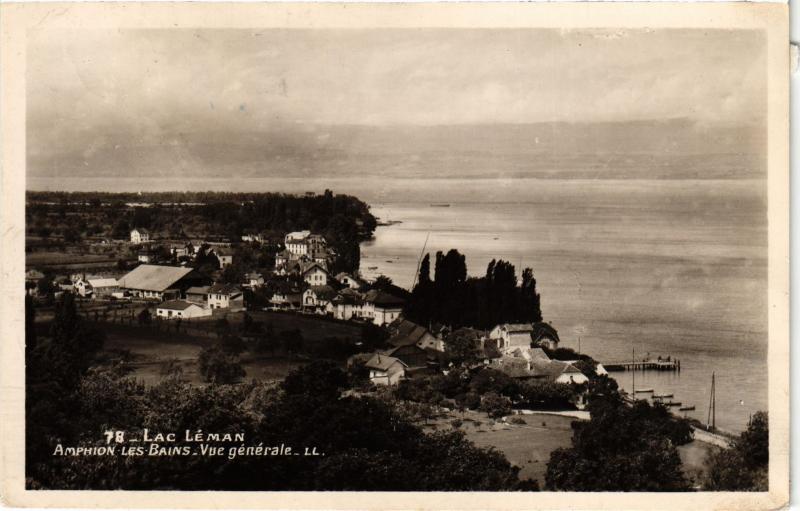 Carte postale ancienne Amphion Lac Leman vue generale