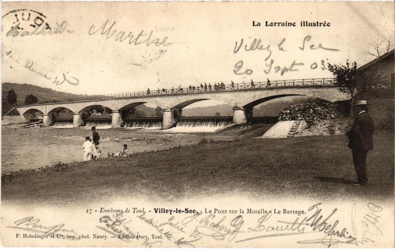 Carte postale ancienne Villey le Sec Pont sur la Moselle à Villey-le-Sec