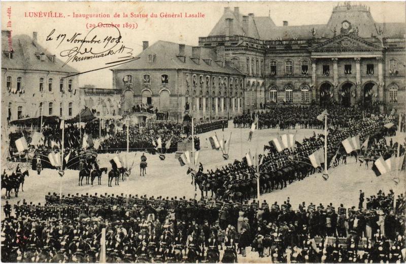Carte postale ancienne Luneville Inauguration de la Statue de General Lasalle