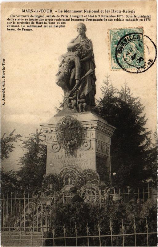 Carte postale ancienne Mars la Tour Monument National et les Hauts Reliefs à Mars-la-Tour