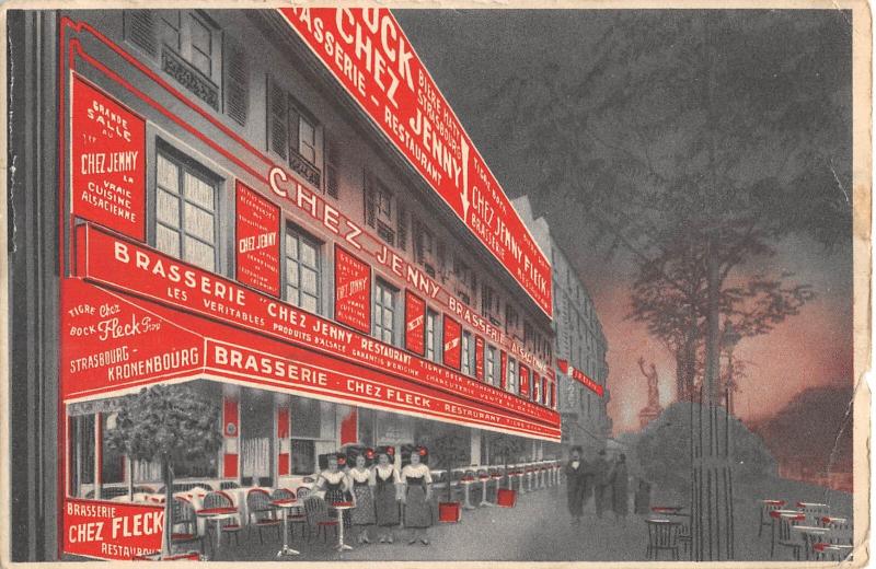 Carte postale ancienne Paris - Boulevard Du Temple - Chez Fleck Et Jenny - Brasserie à Paris