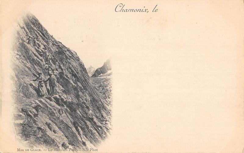 Carte postale ancienne Chamonix - Merde Glace - Le Mauvais Pas