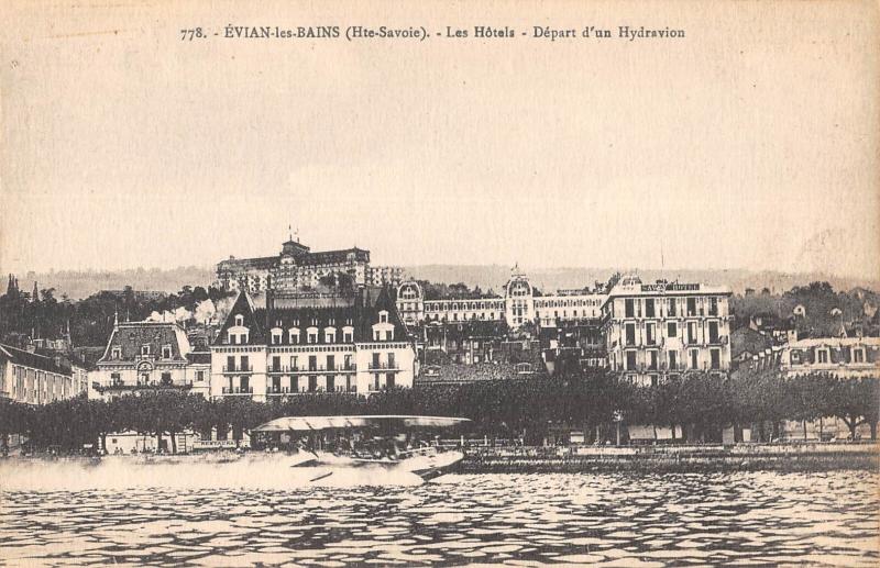 Carte postale ancienne Evian Les Bains - Depart D'Un Hydravion à Évian-les-Bains