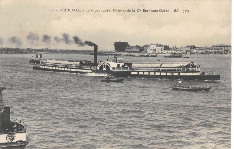 Carte postale ancienne Marine - Paquebot - Bordeaux - Le Vapeur Lot Et Garonne De La Cie Bordeaux O