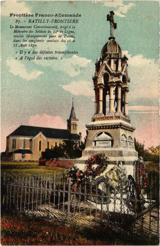 Carte postale ancienne Batilly Monument Commemoratif à Batilly