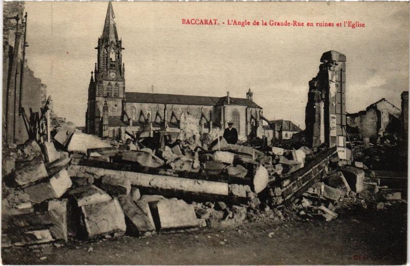 Carte postale ancienne Baccarat Angle de la Grande Rue à Baccarat
