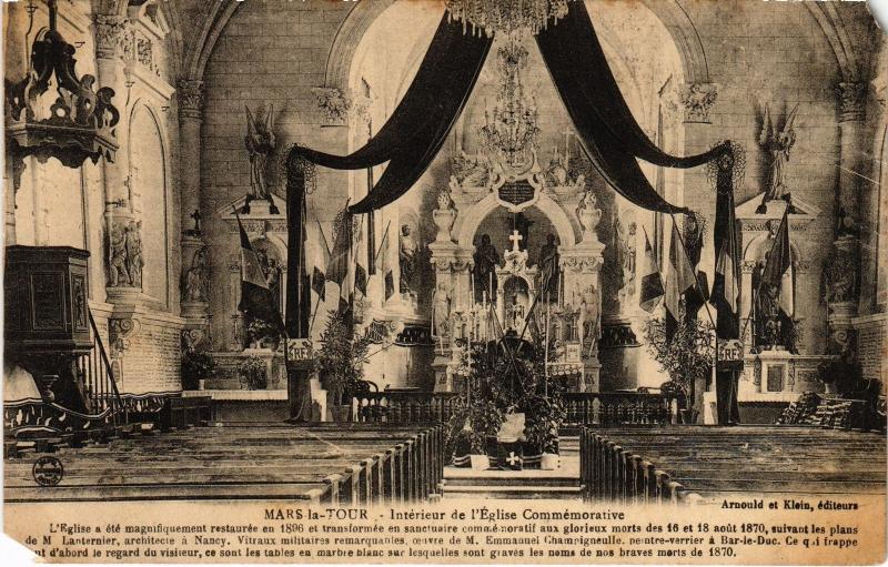 Carte postale ancienne Mars la Tour interieur de l'eglise à Mars-la-Tour