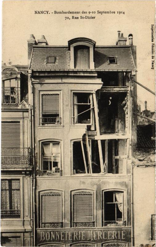 Carte postale ancienne Nancy bombardement à Nancy