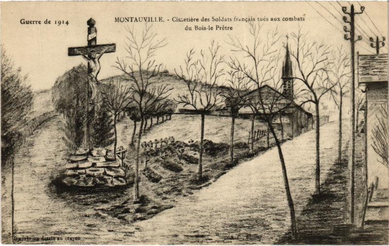 Carte postale ancienne Montauville cimetiere des Soldats à Montauville