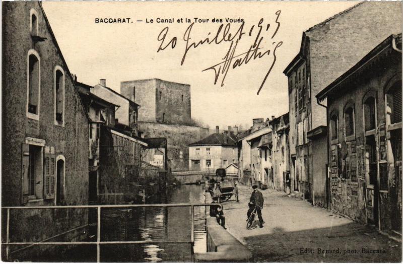 Carte postale ancienne Baccarat le Canal et Tour des Voues à Baccarat