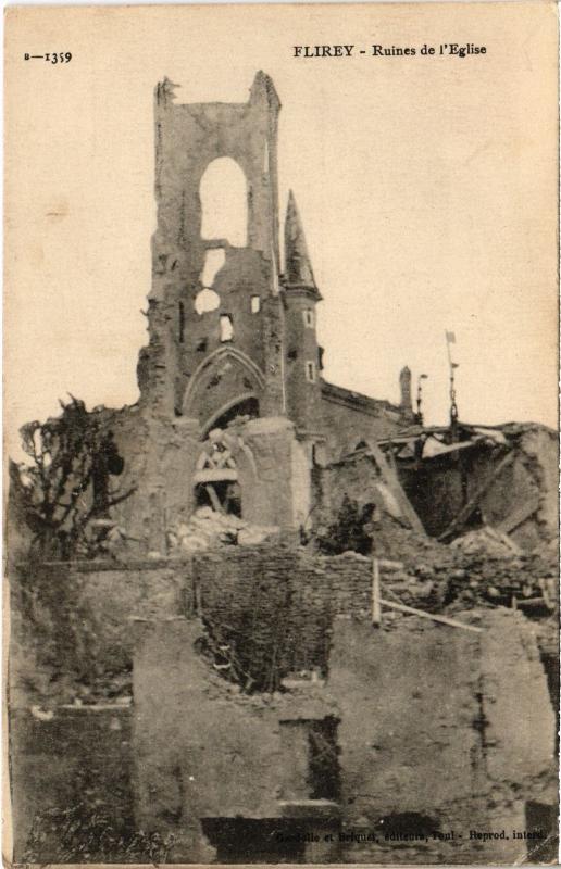 Carte postale ancienne Flirey Ruines de l'eglise à Flirey