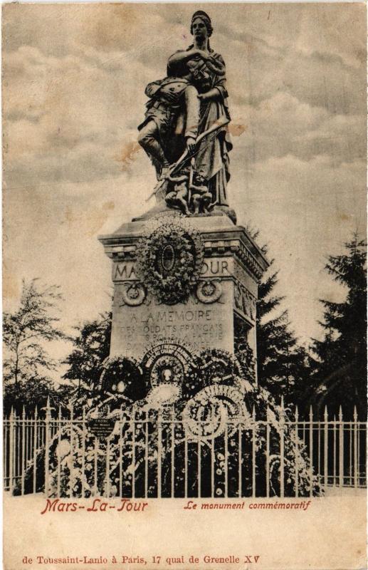 Carte postale ancienne Mars la Tour Monument Commemoratif à Mars-la-Tour