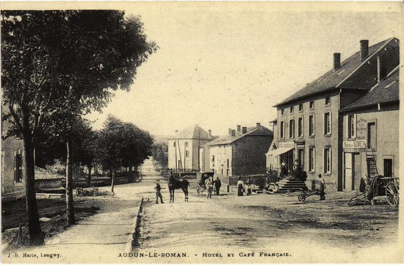 Carte postale ancienne Audun Hotel et Cafe Francais
