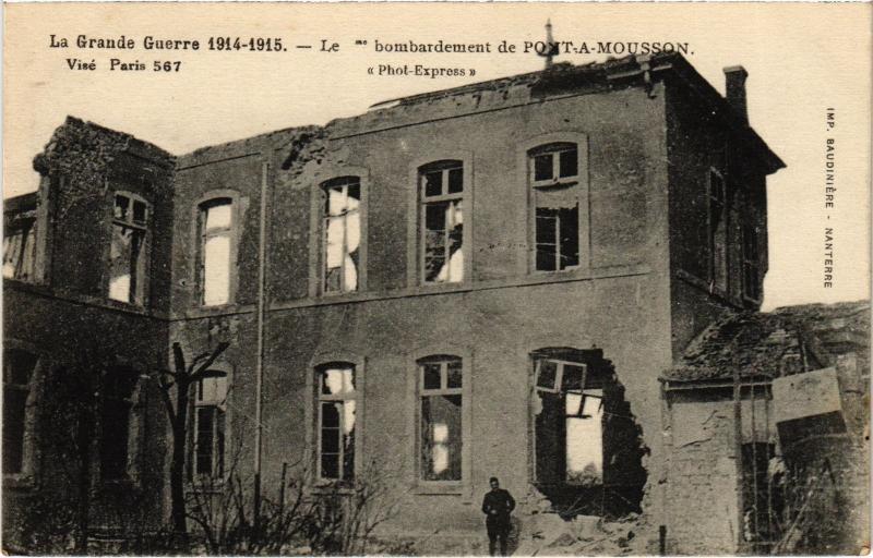 Carte postale ancienne Pont a Mousson bombardement à Mousson