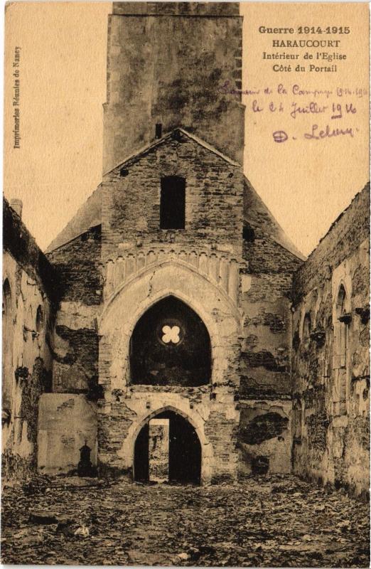 Carte postale ancienne Haraucourt interieur de l'eglise à Haraucourt