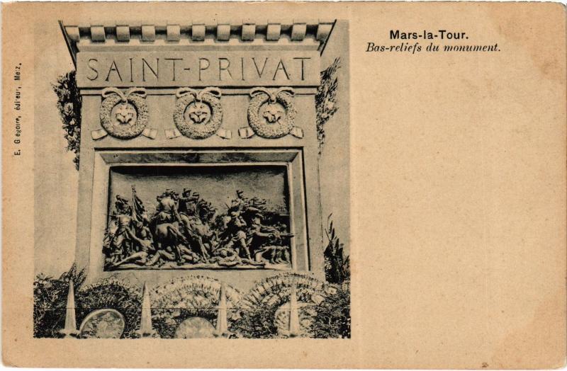 Carte postale ancienne Mars la Tour Bas reliefs du monument à Mars-la-Tour