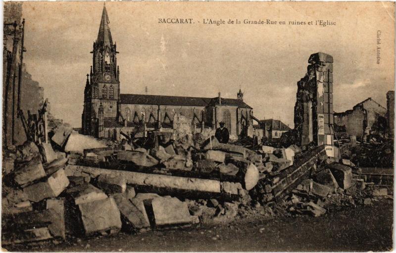 Carte postale ancienne Baccarat Angle de la Grande Rue à Baccarat