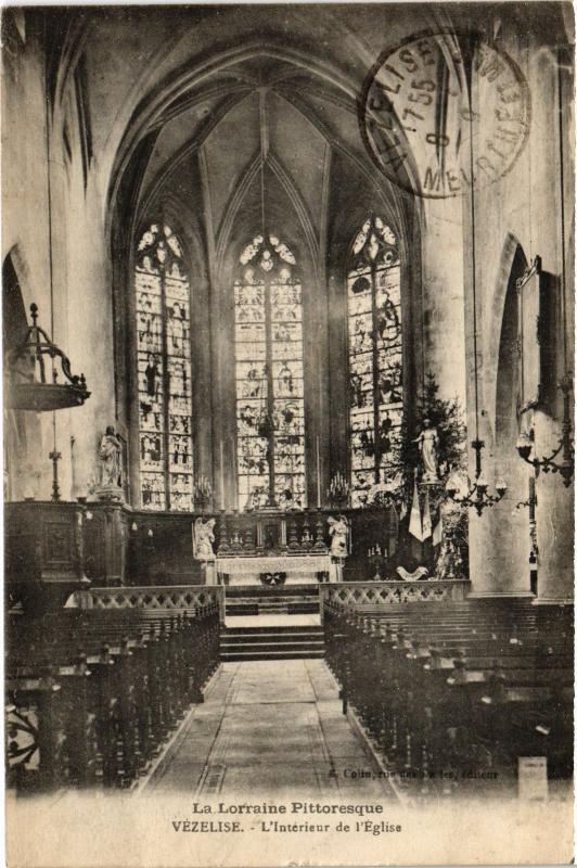 Carte postale ancienne Vezelise interieur de l'eglise