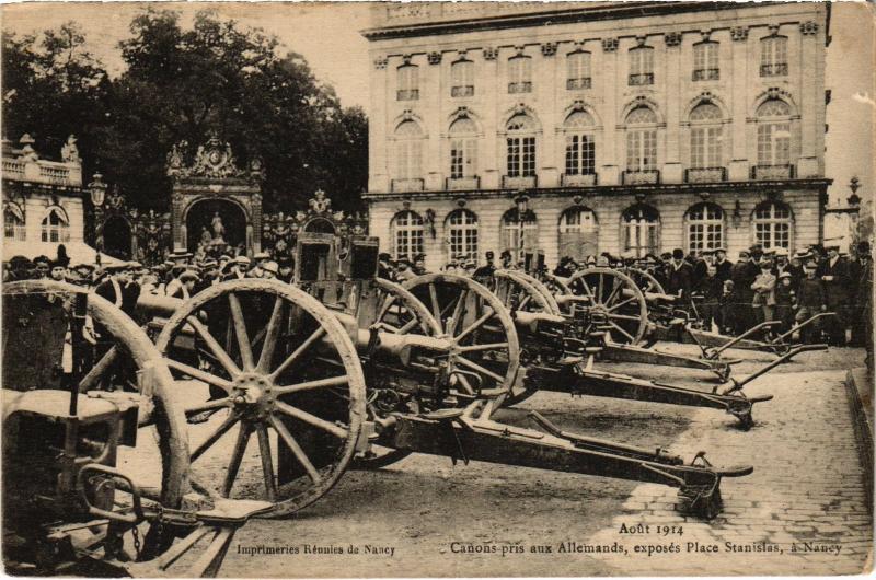 Carte postale ancienne Nancy canons pris aux allemands à Nancy